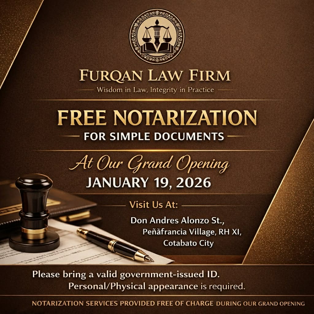 Furqan Law Firm Opens in Cotabato City, Offers Free Notarization on Opening Day